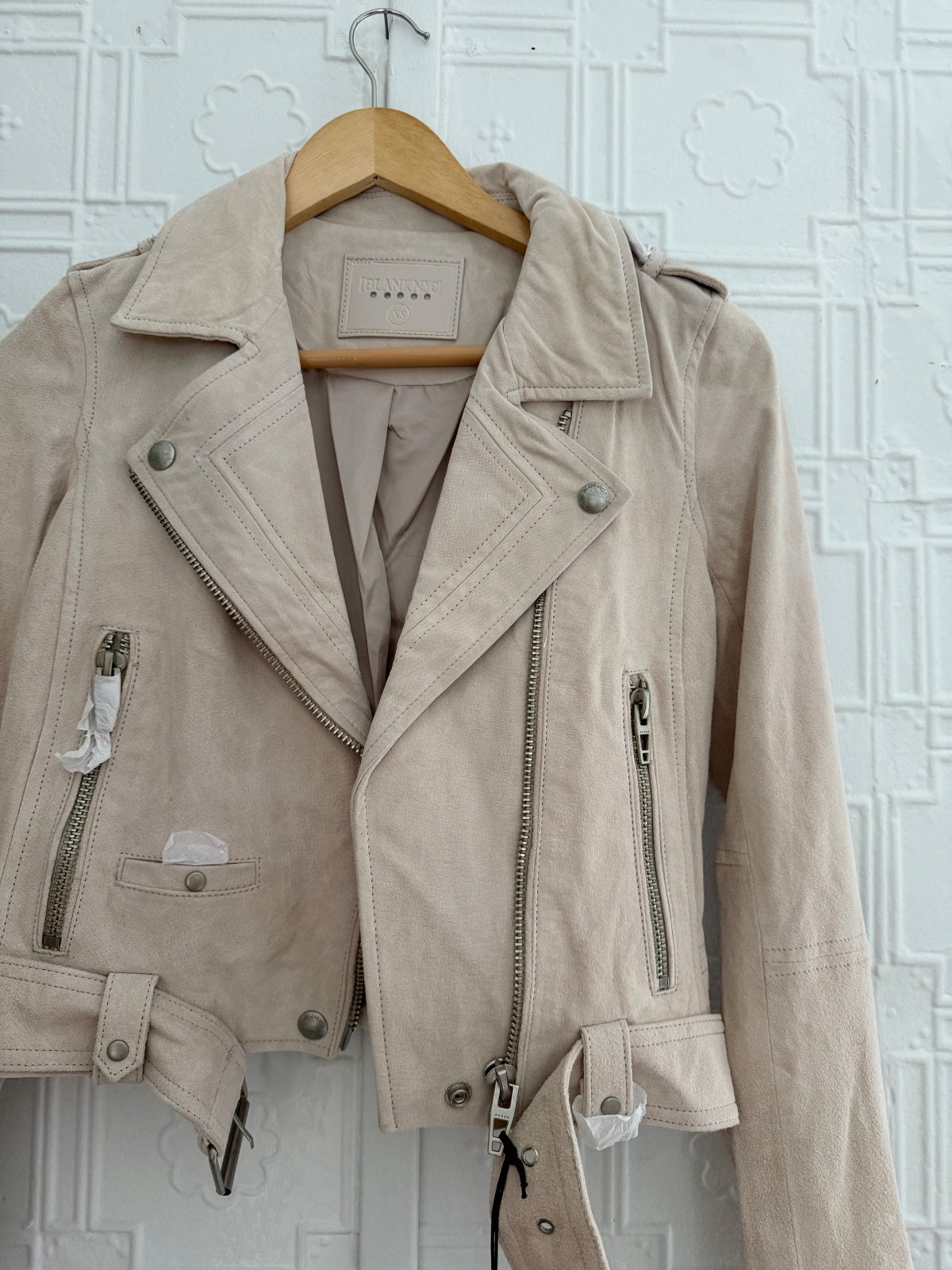 BLANKNYC Suede Moto Jacket Sand Stoner Beige XS