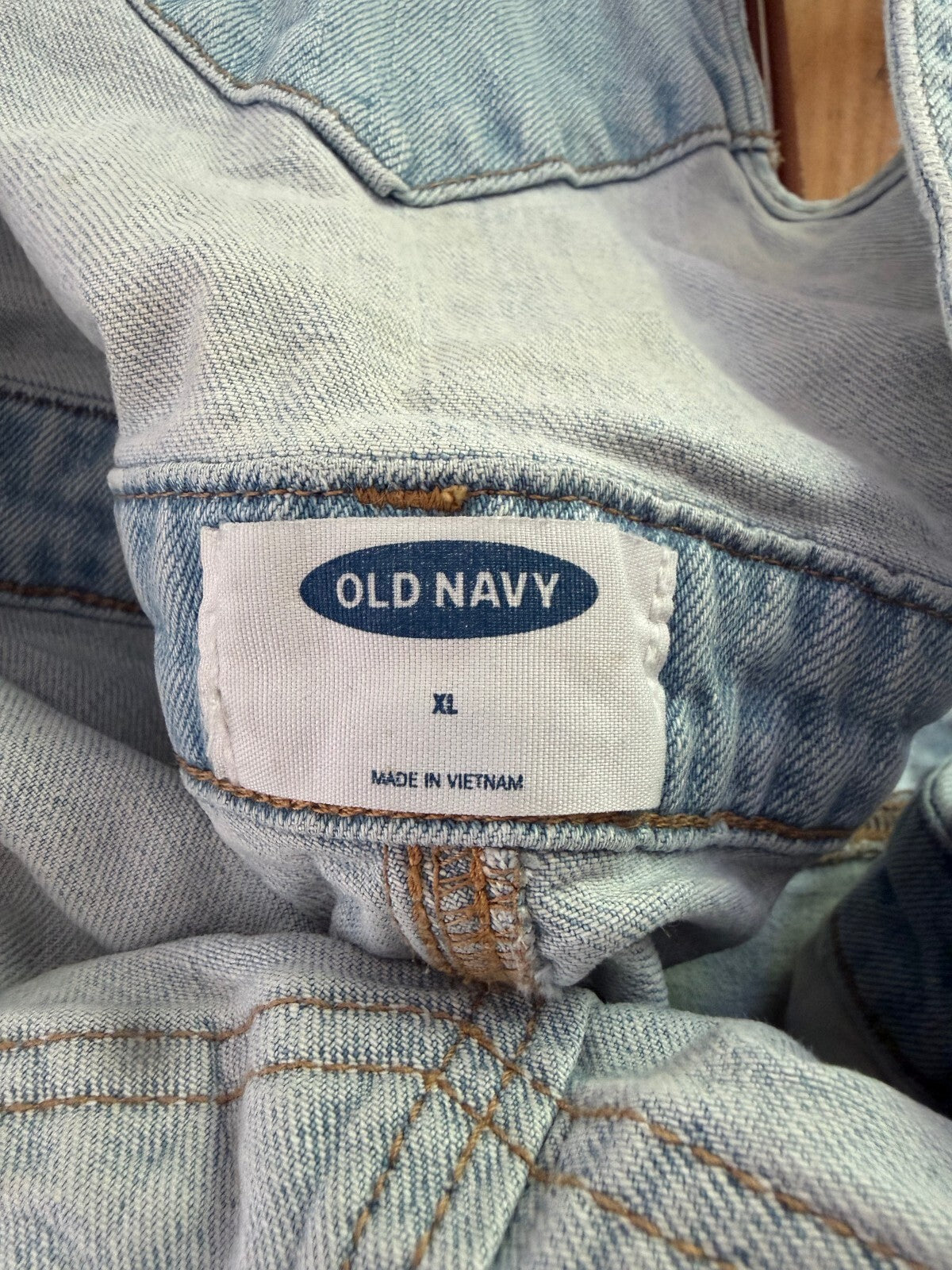 Old Navy Denim Shorteralls ME Marina Light Wash Distressed Jean Overalls XL