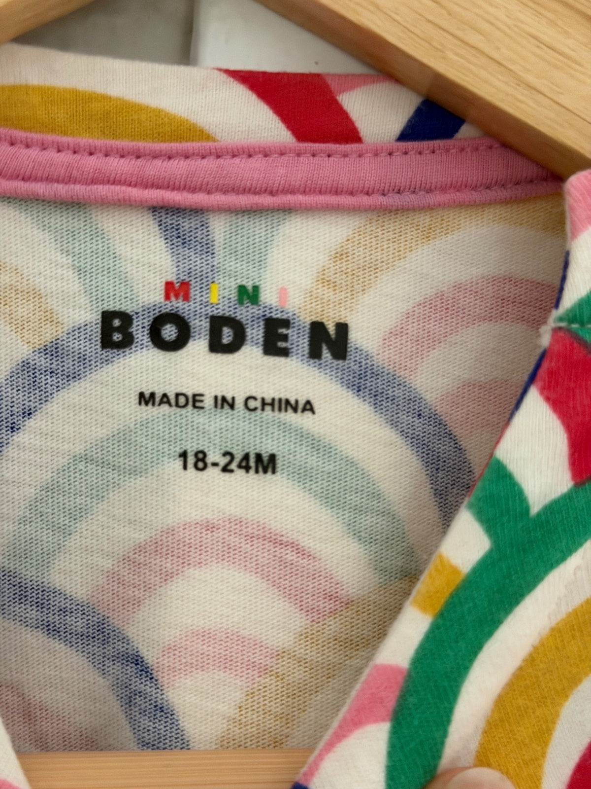 Mini Boden Rainbow Scallop Fun Jersey Dress 18-24M