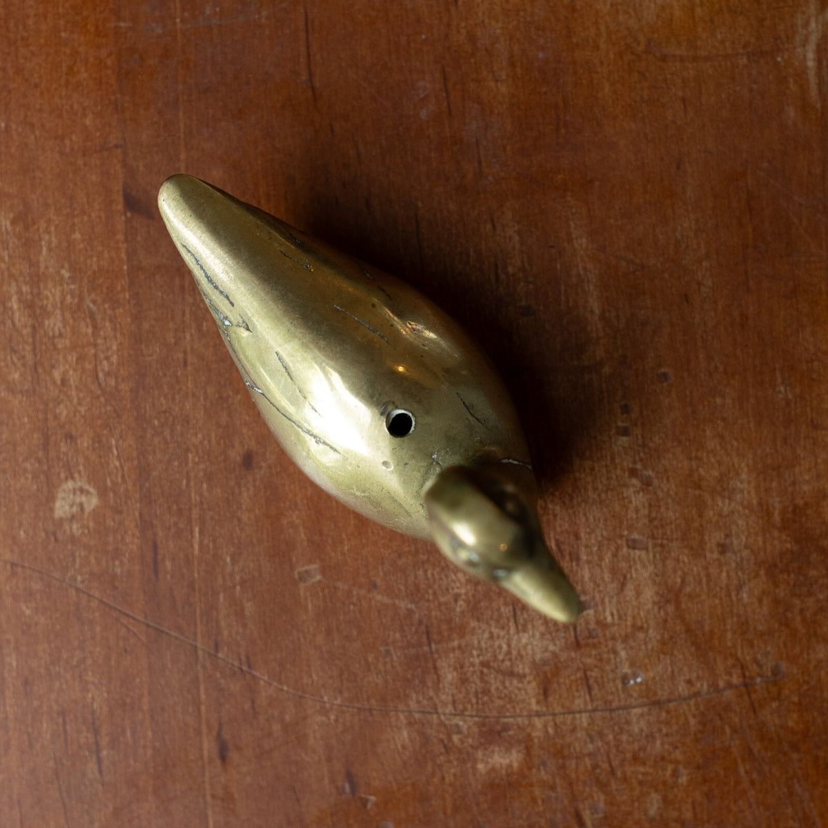 Vintage Brass Duck Figurine with Hollow Body