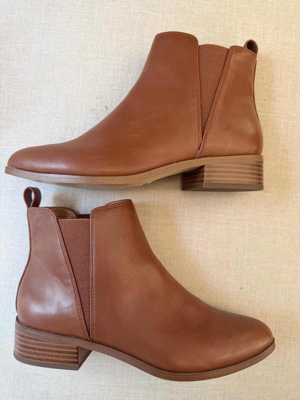 J.Crew Tan Cognac Brown Leather Chelsea Ankle Boots Size 9