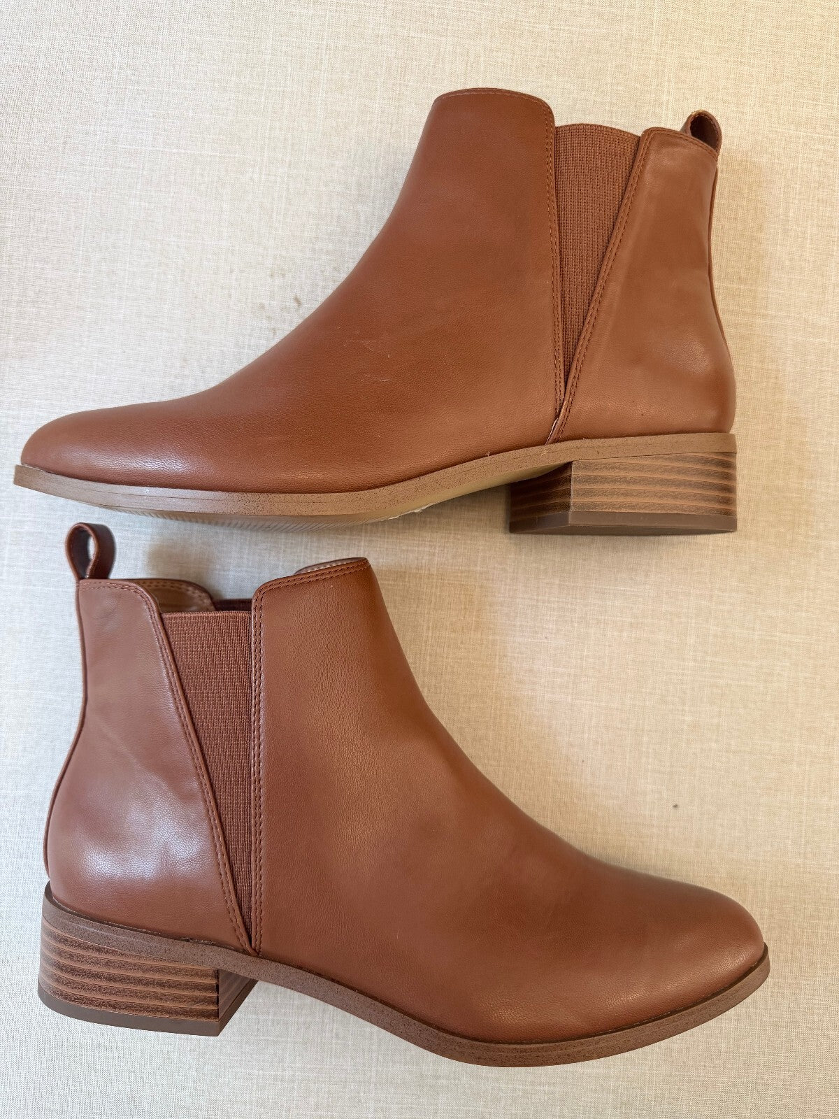 J.Crew Tan Cognac Brown Leather Chelsea Ankle Boots Size 9