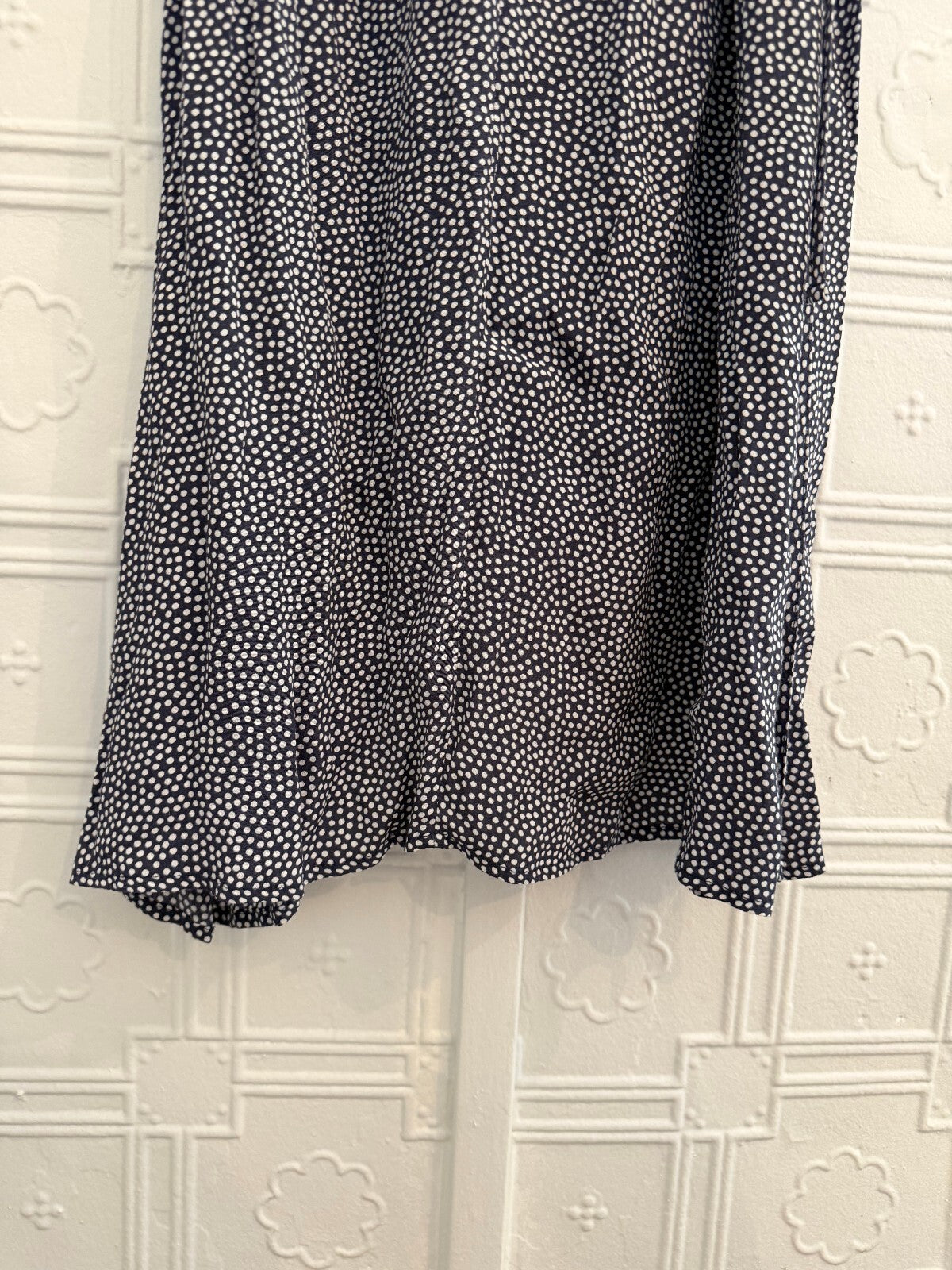 GAP Navy Blue Polka Dot Side Button Wrap Midi Dress S