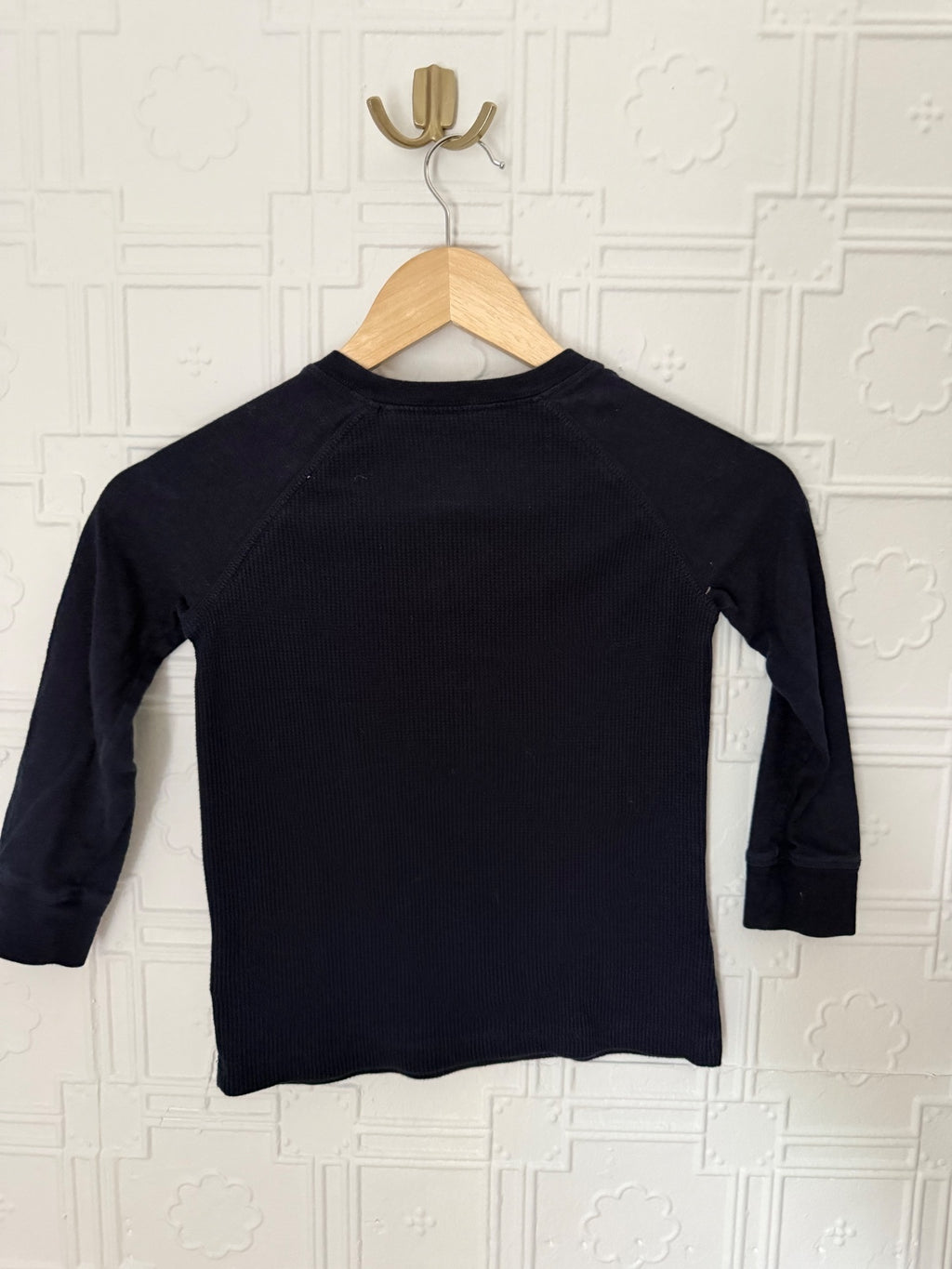OshKosh B'gosh Boys Navy Blue Waffle Thermal Henley Shirt Size 6/6A