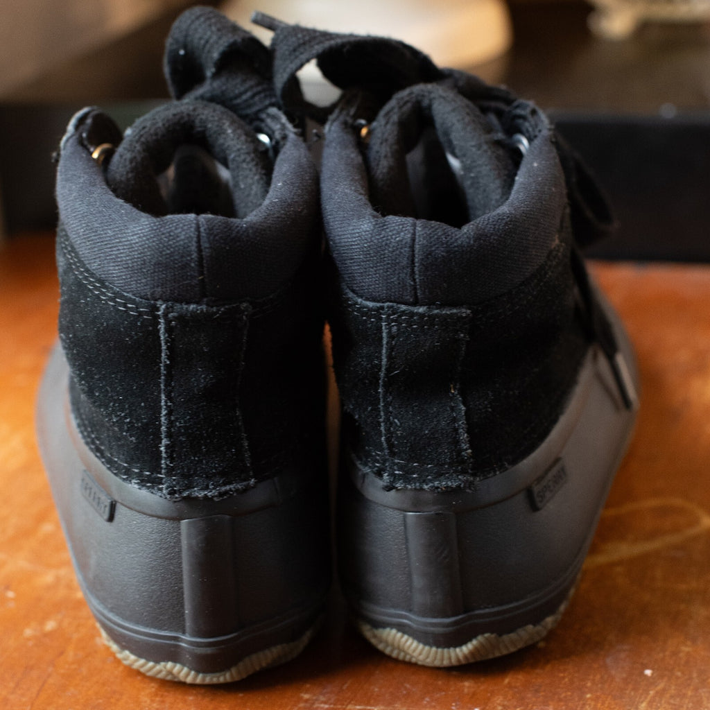 Sperry Black Duck Boots with Suede Upper and Rubber Sole