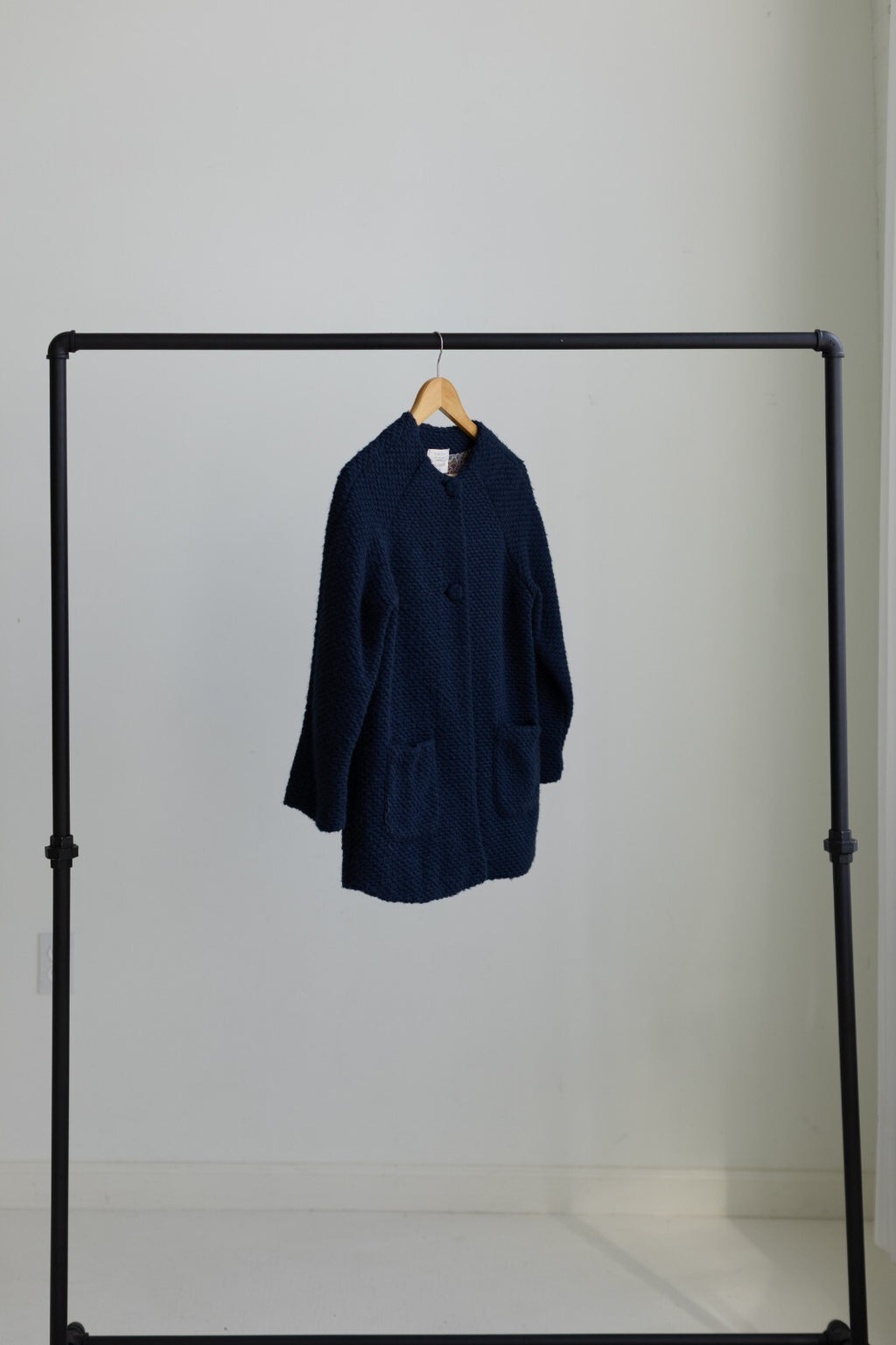 Zara Girls Navy Blue Knit Coat Jacket Floral Lined Size 11/12 152cm