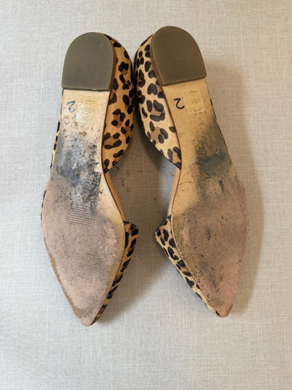 J.Crew Zoe Leopard Calf Hair D'Orsay Pointed Toe Flats Size 8.5