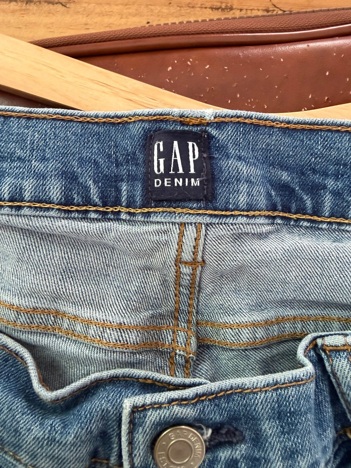 GAP Denim Womens 31 Tall Distressed Straight Leg Blue Jeans Fall 2018