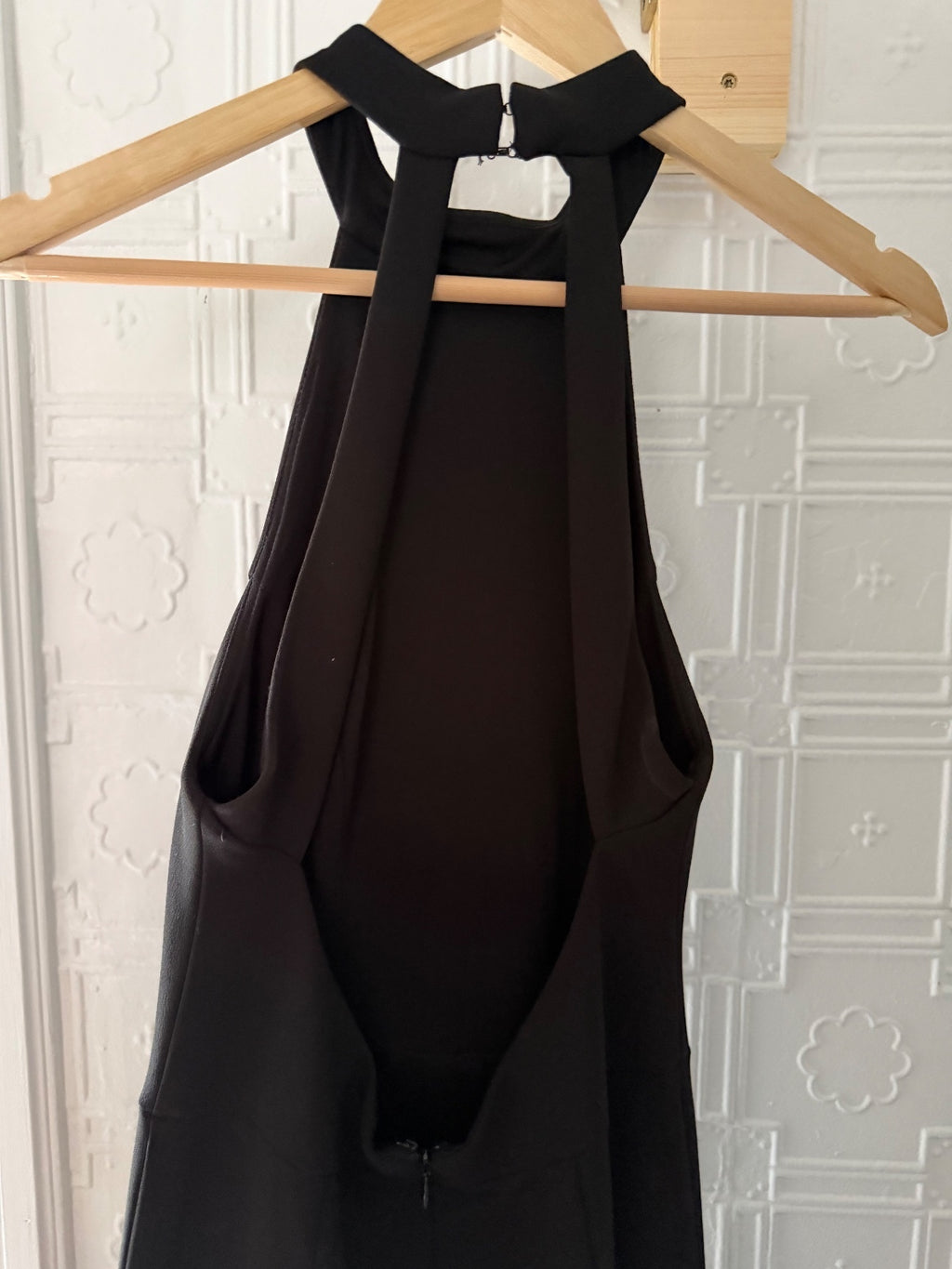 BHLDN Black High Neck Open Back Halter Maxi Dress Formal Gown Size 4