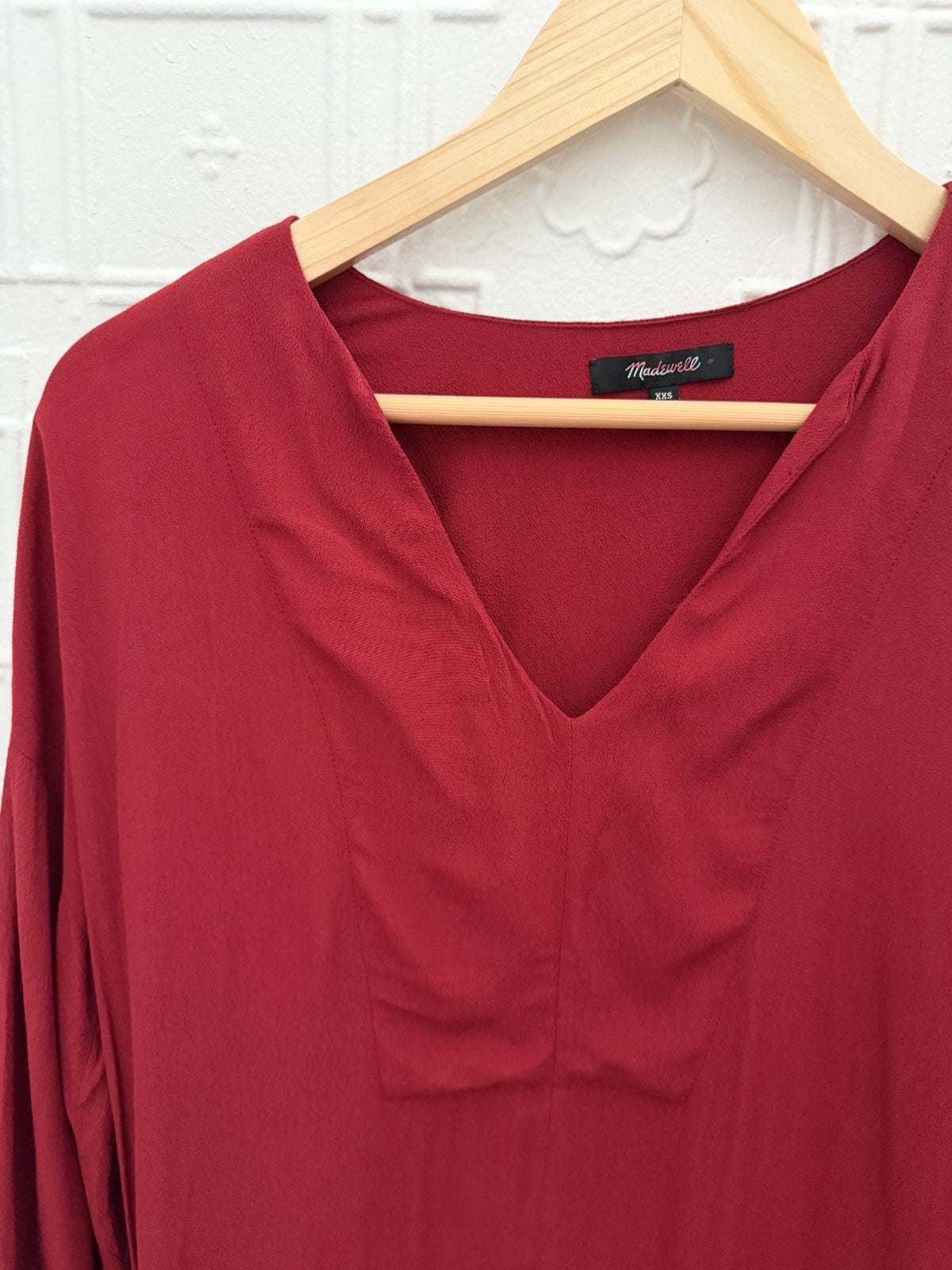 Madewell V-Neck Tunic Shift Dress Red Size XXS 3/4 Sleeve  PRICING: