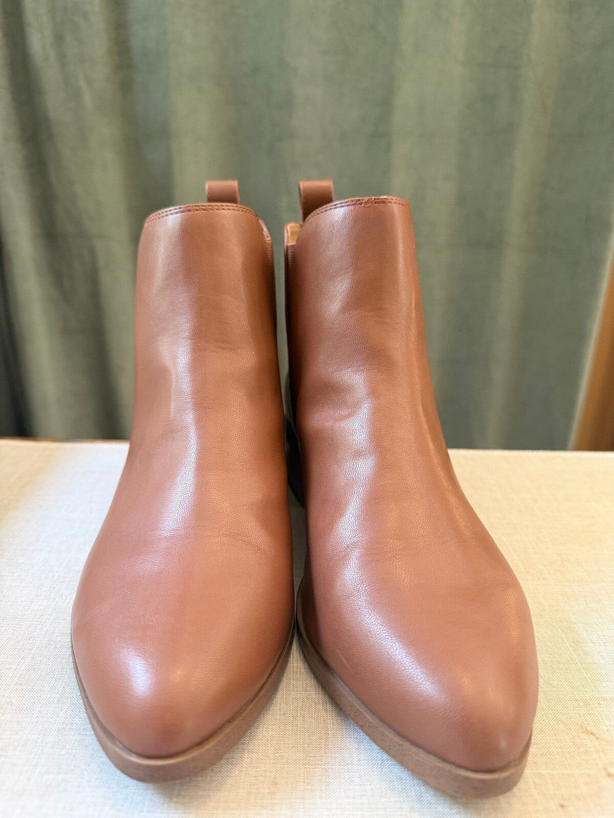 J.Crew Tan Cognac Brown Leather Chelsea Ankle Boots Size 9