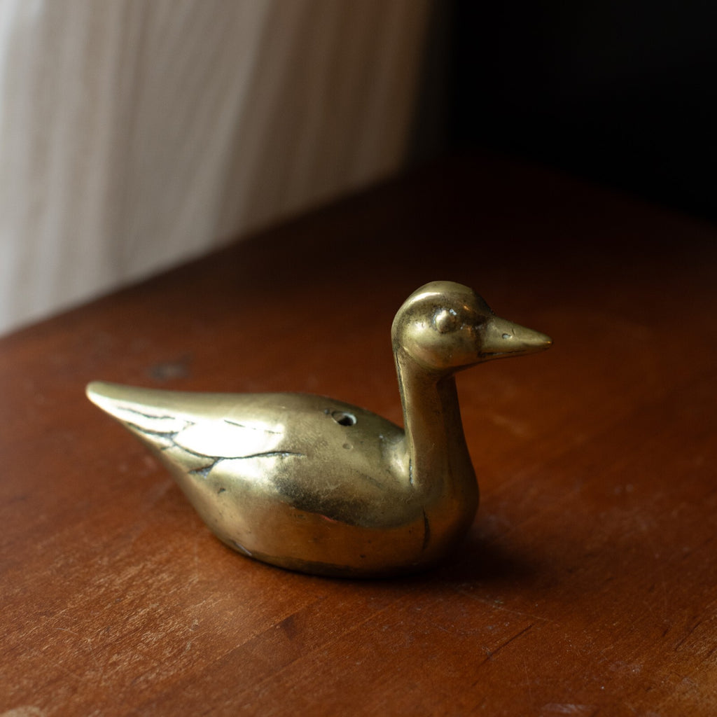 Vintage Brass Duck Figurine with Hollow Body