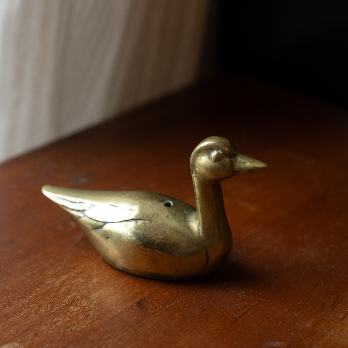 Vintage Brass Duck Figurine with Hollow Body