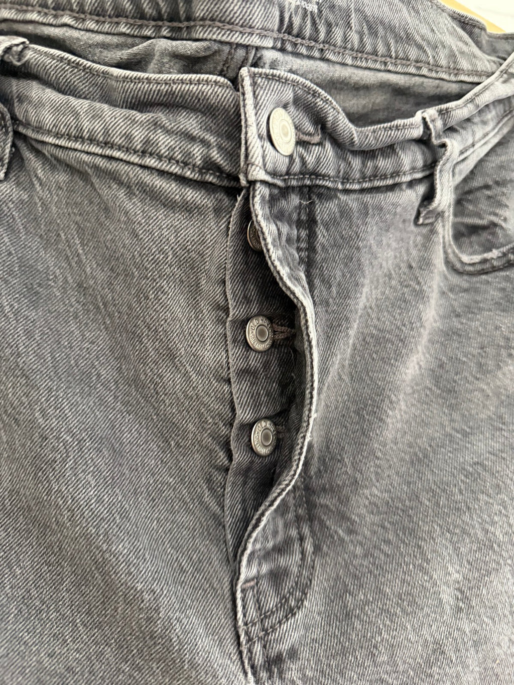 Old Navy High-Rise Slouchy Straight Jeans Grey 14 Tall Raw Hem Button Fly
