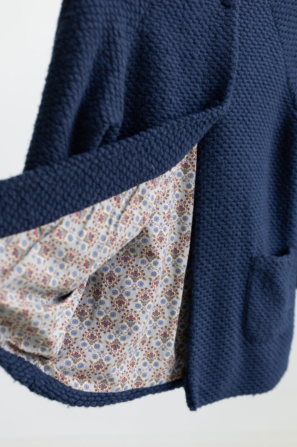 Zara Girls Navy Blue Knit Coat Jacket Floral Lined Size 11/12 152cm