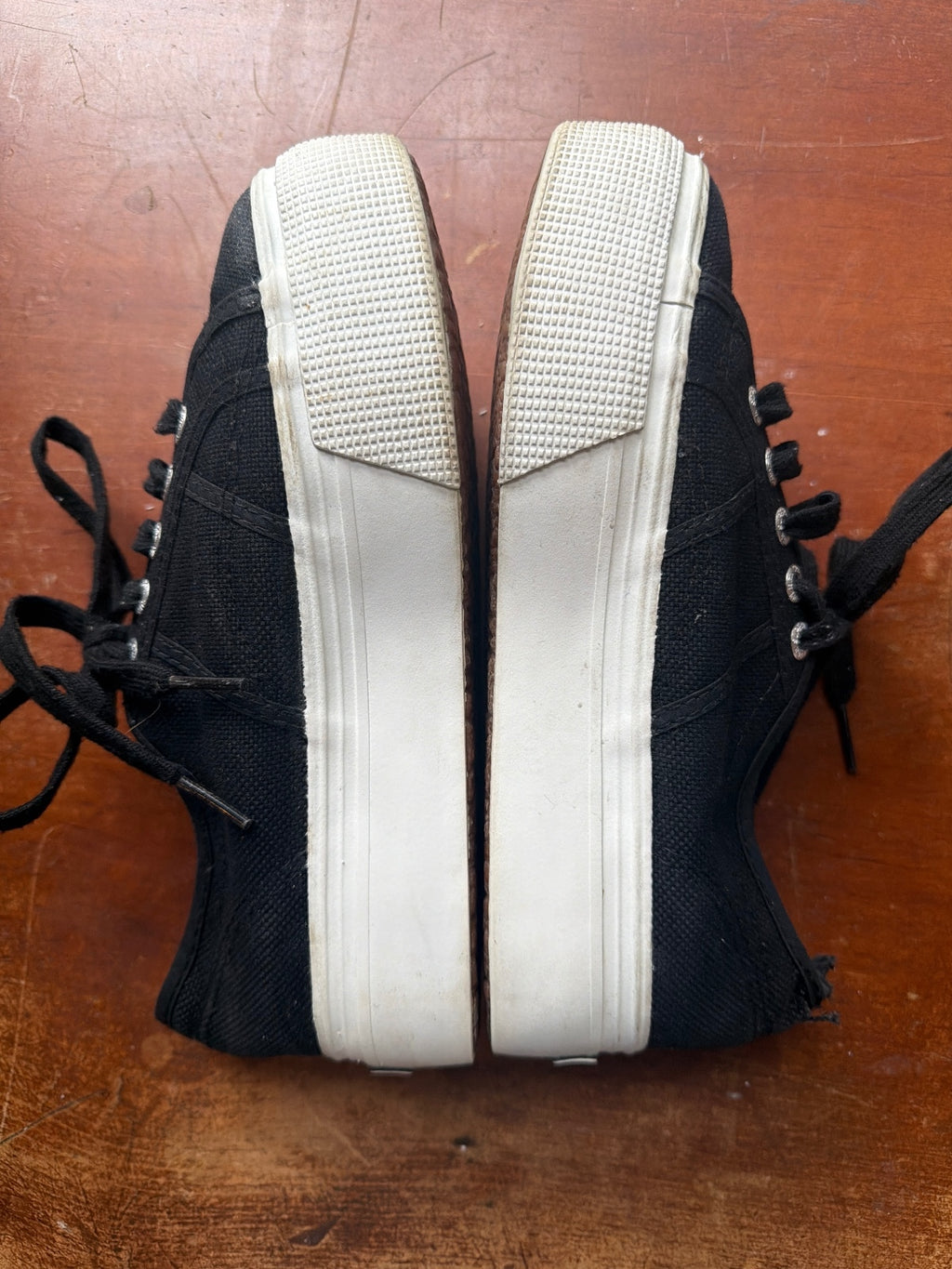 Superga Black Canvas Platform Sneakers Size 7