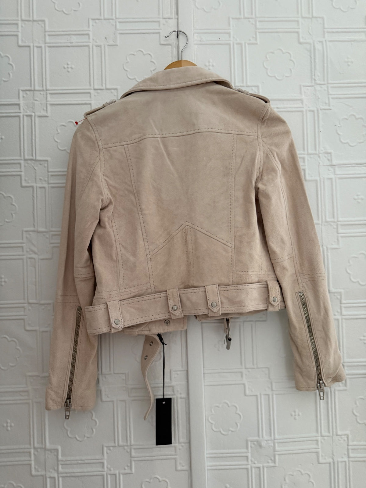 BLANKNYC Suede Moto Jacket Sand Stoner Beige XS