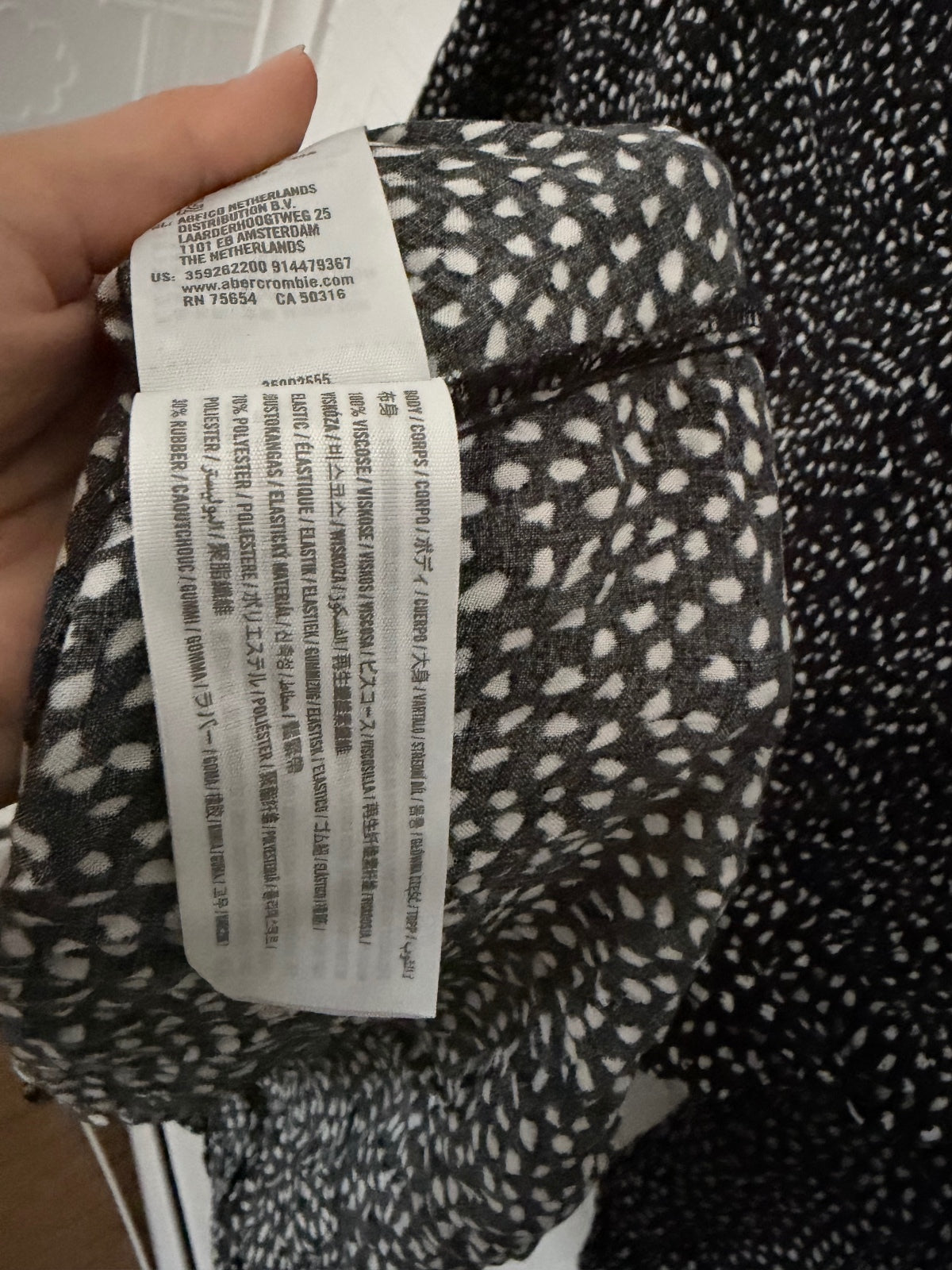 Hollister Cottagecore Black & White Speckled Smocked Mini Dress - Small