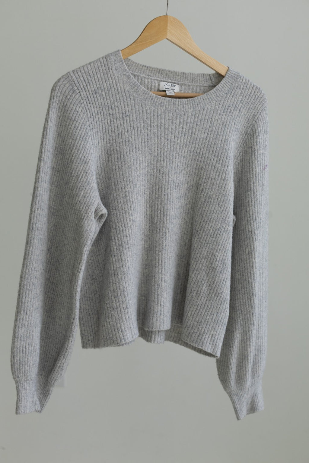 J.Crew Extra-Soft Ribbed Crewneck Knit Sweater Heather Gray XL