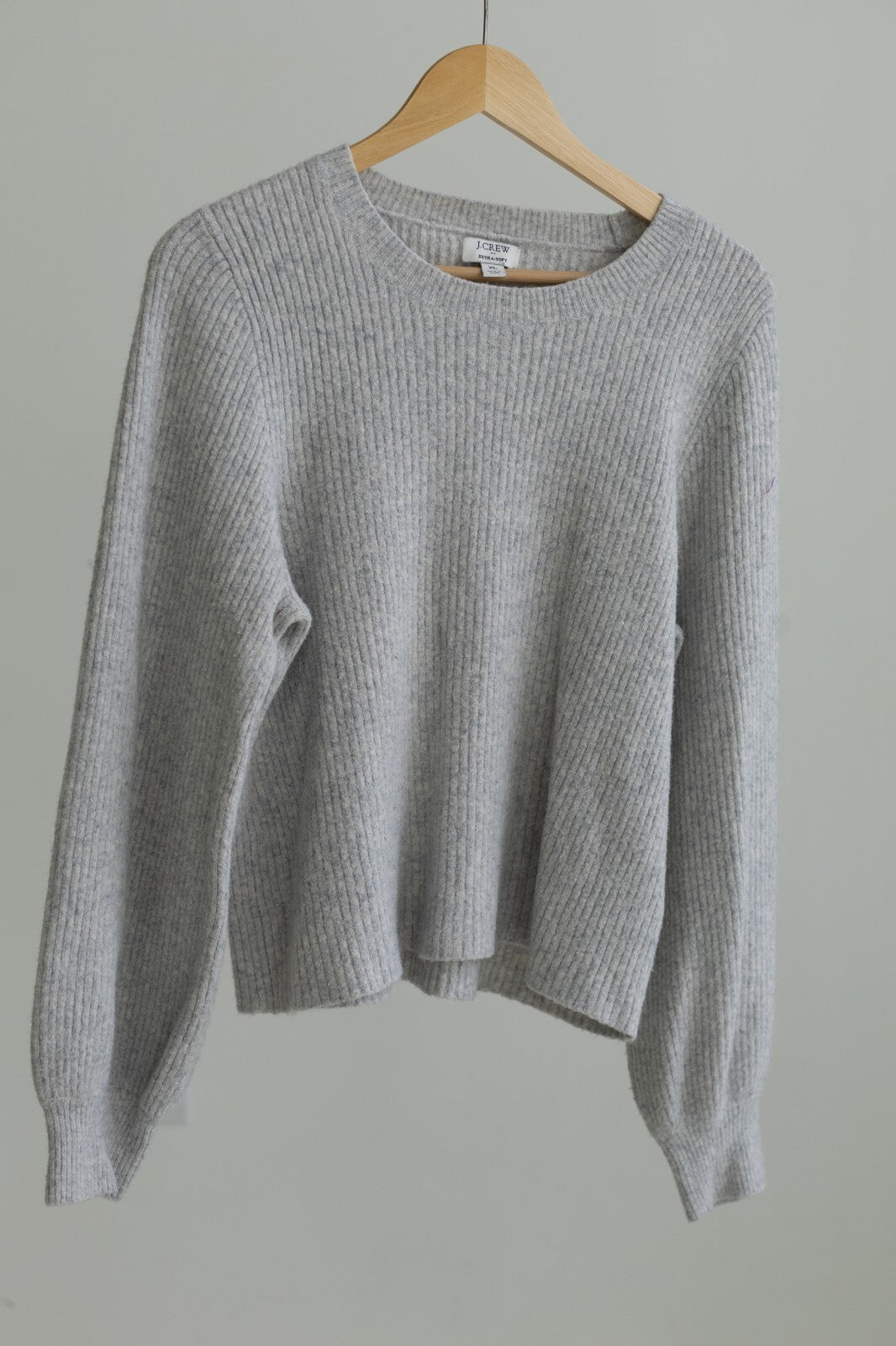 J.Crew Extra-Soft Ribbed Crewneck Knit Sweater Heather Gray XL