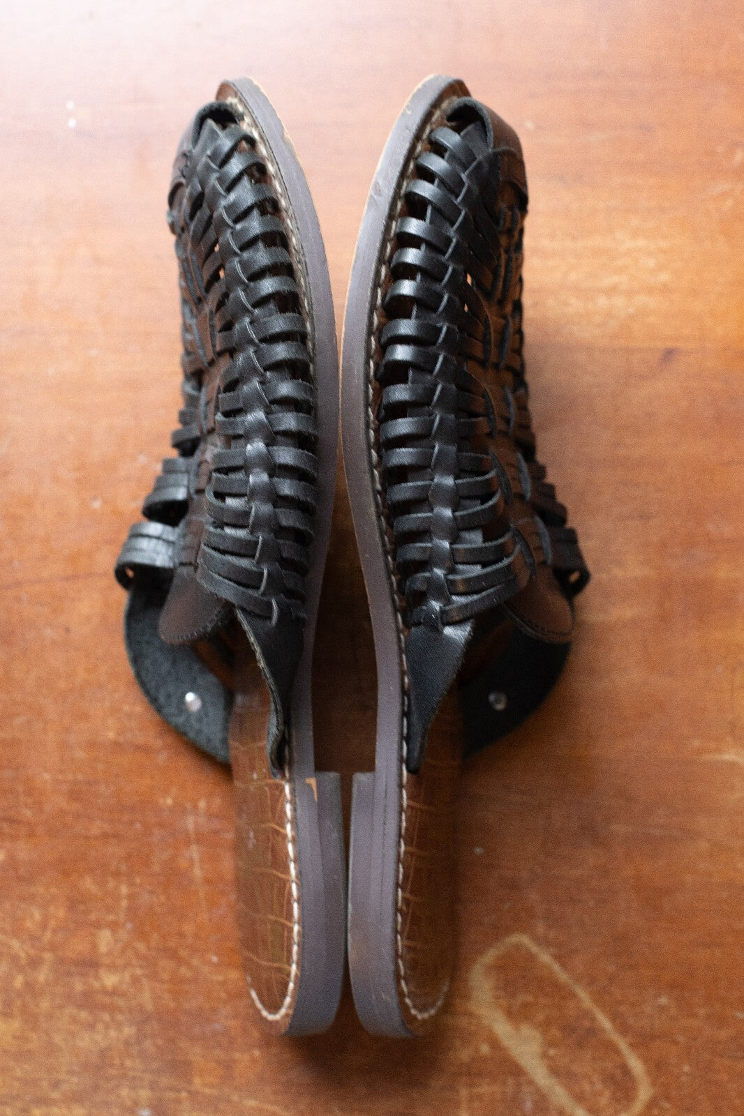 Sam Edelman Black Leather Woven Slip-On Sandals Size 8