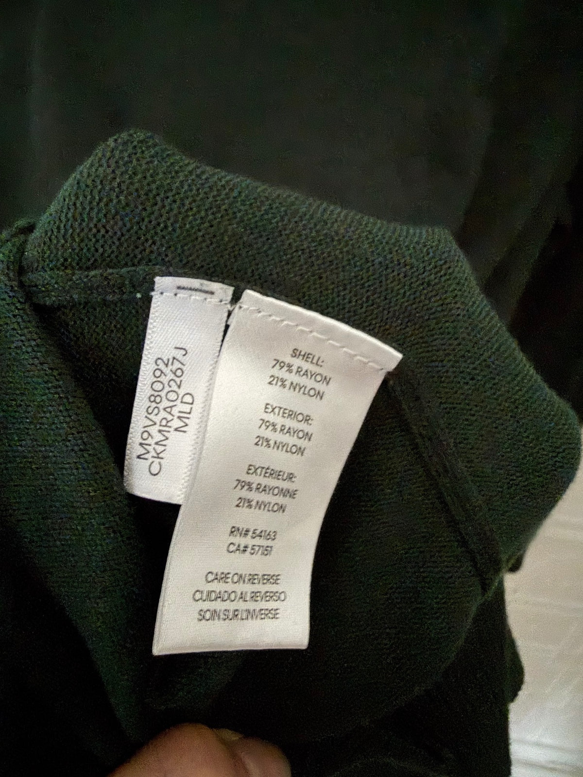Calvin Klein Womens Fine Knit Turtleneck Sweater Forest Dark Green M Medium