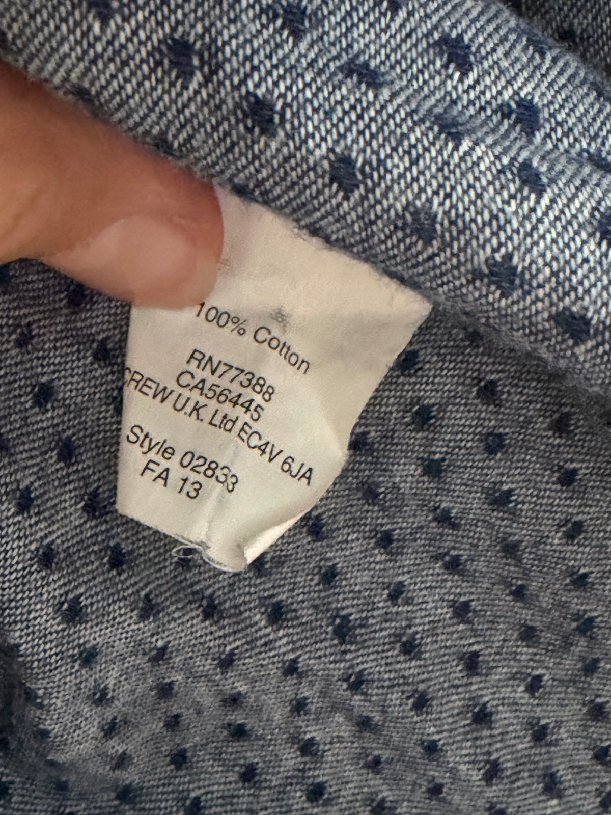 J.Crew Boy Shirt 00 Navy Blue White Polka Dot Cotton Button Down Long Sleeve