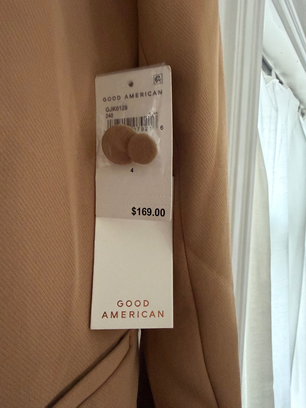 NWT Good American Blazer Pecan Tan Camel Size 4 Single Button
