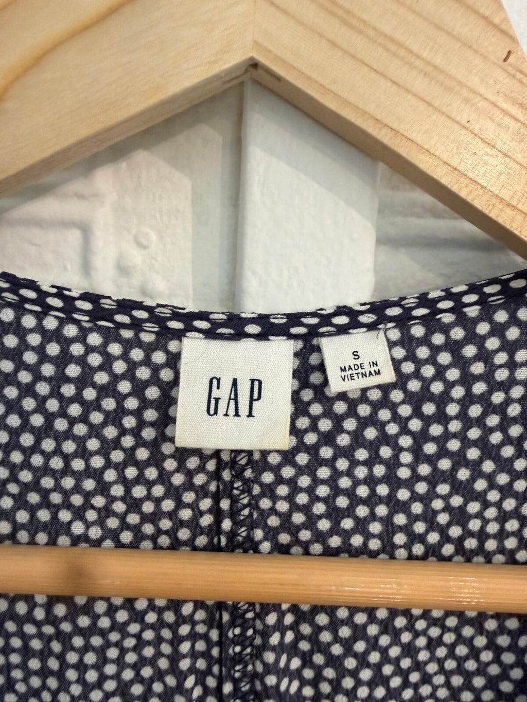 GAP Navy Blue Polka Dot Side Button Wrap Midi Dress S