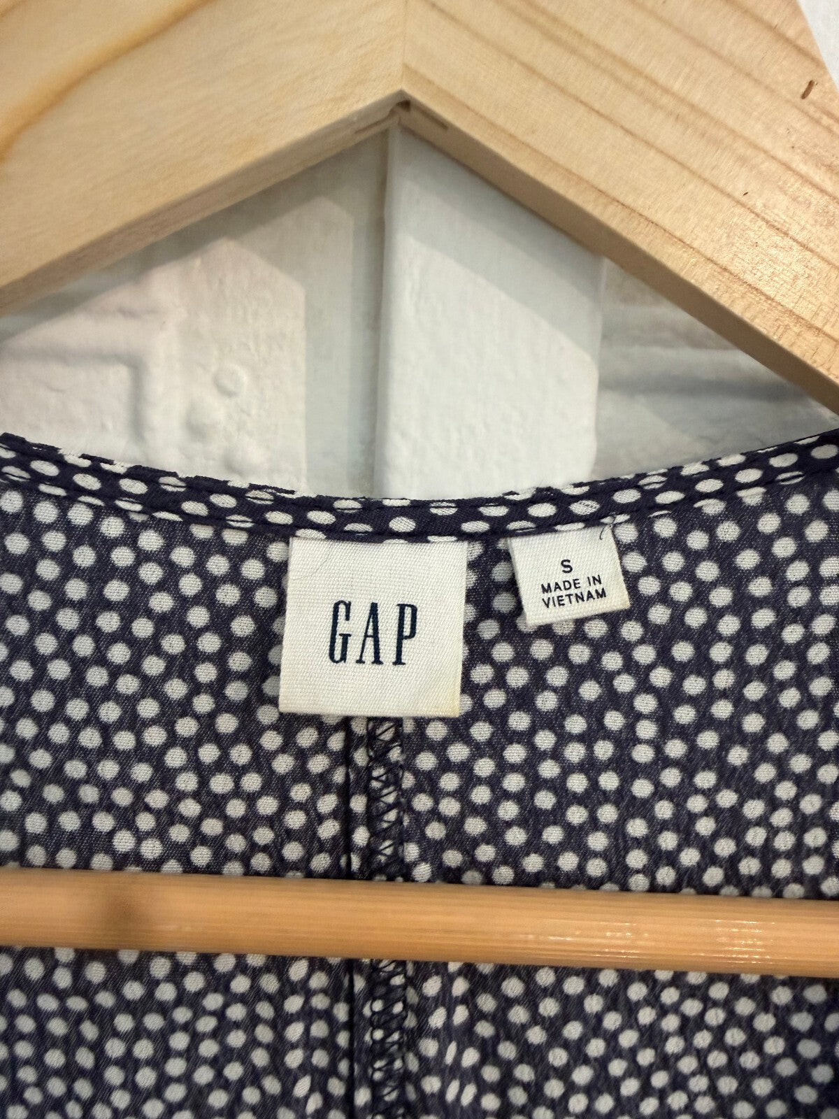 GAP Navy Blue Polka Dot Side Button Wrap Midi Dress S