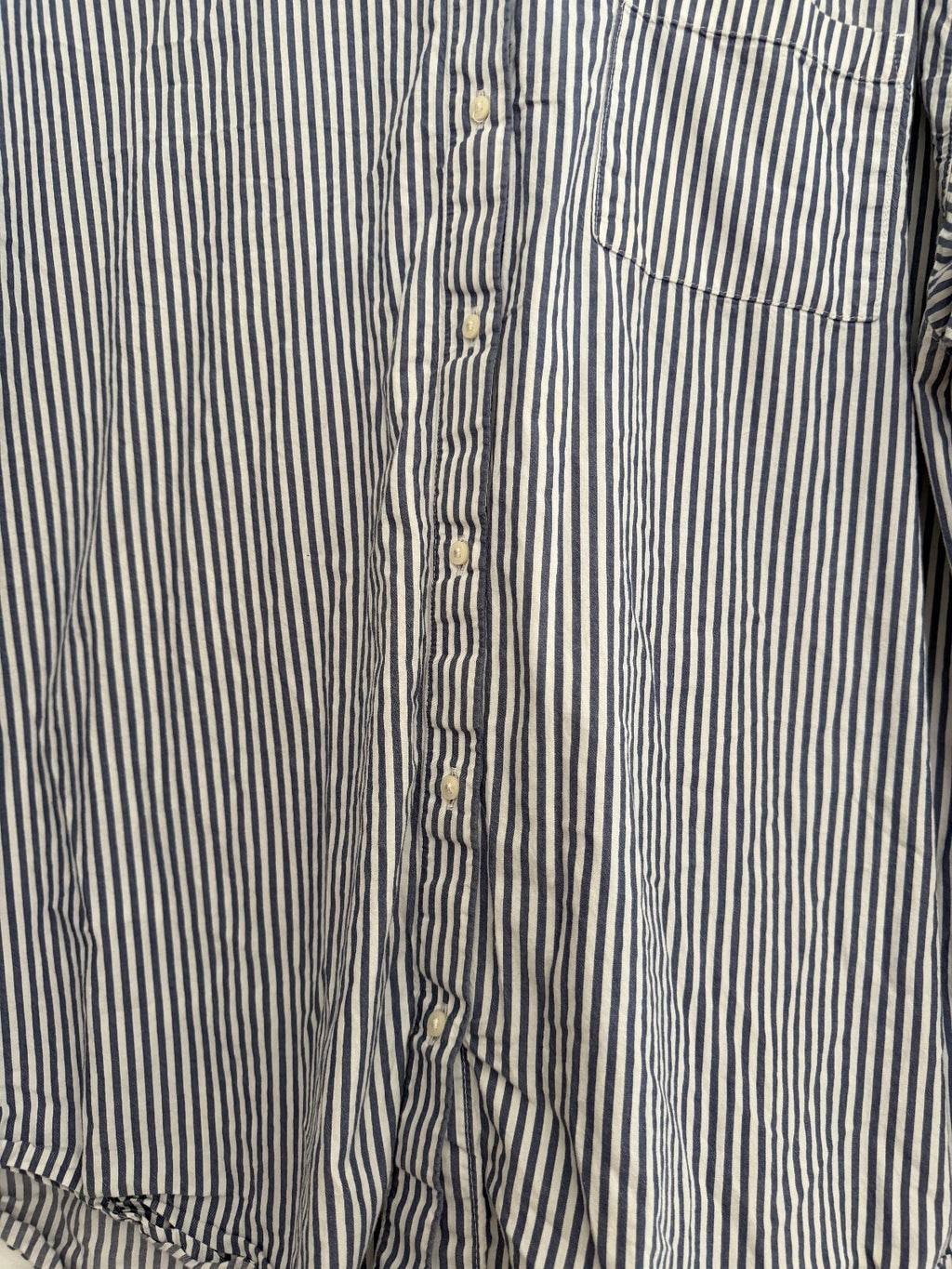 Old Navy The Boyfriend Shirt Blue White Striped Button Down L Tall Cotton