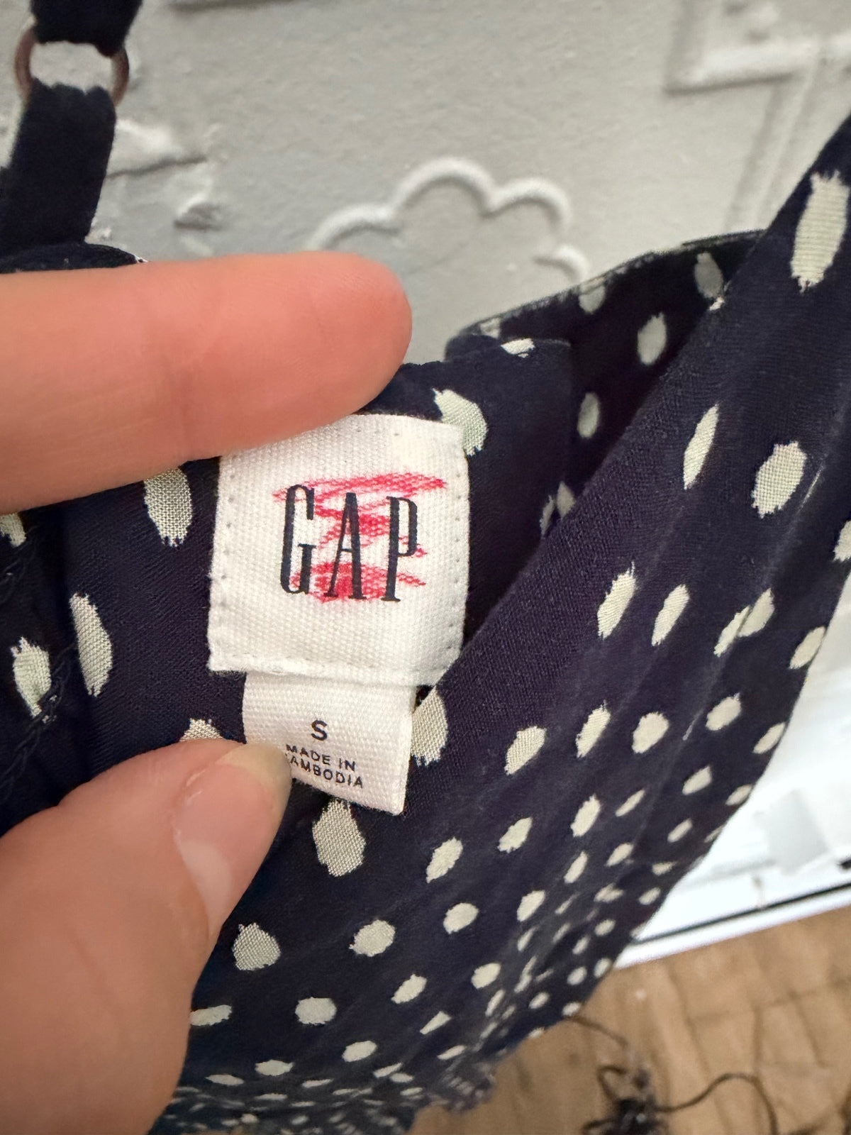 GAP Navy White Polka Dot Cami Dress Small Cottagecore Sun Dress