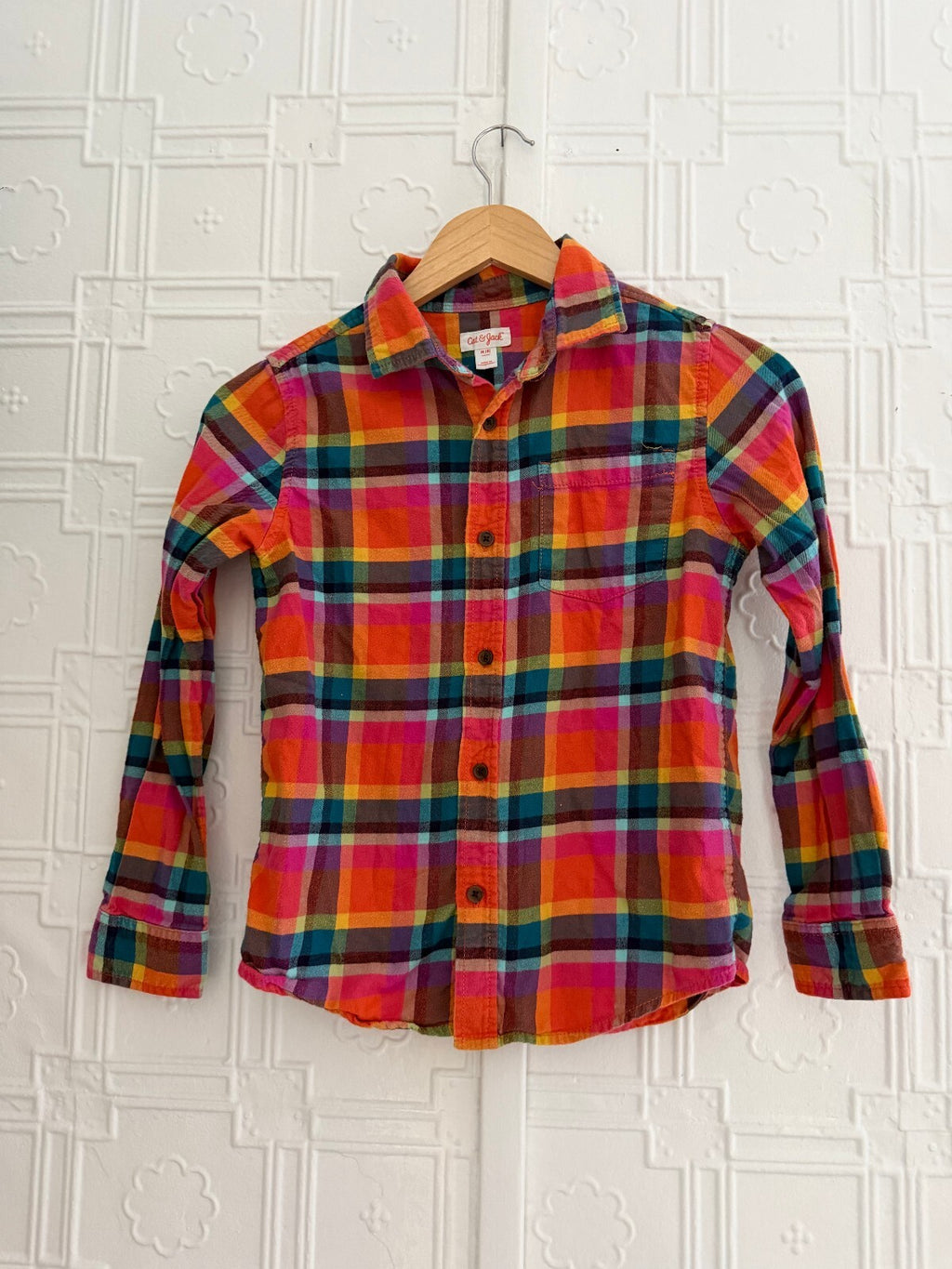 Cat & Jack Kids Multi-Color Plaid Flannel Button Down Shirt Size M (8)