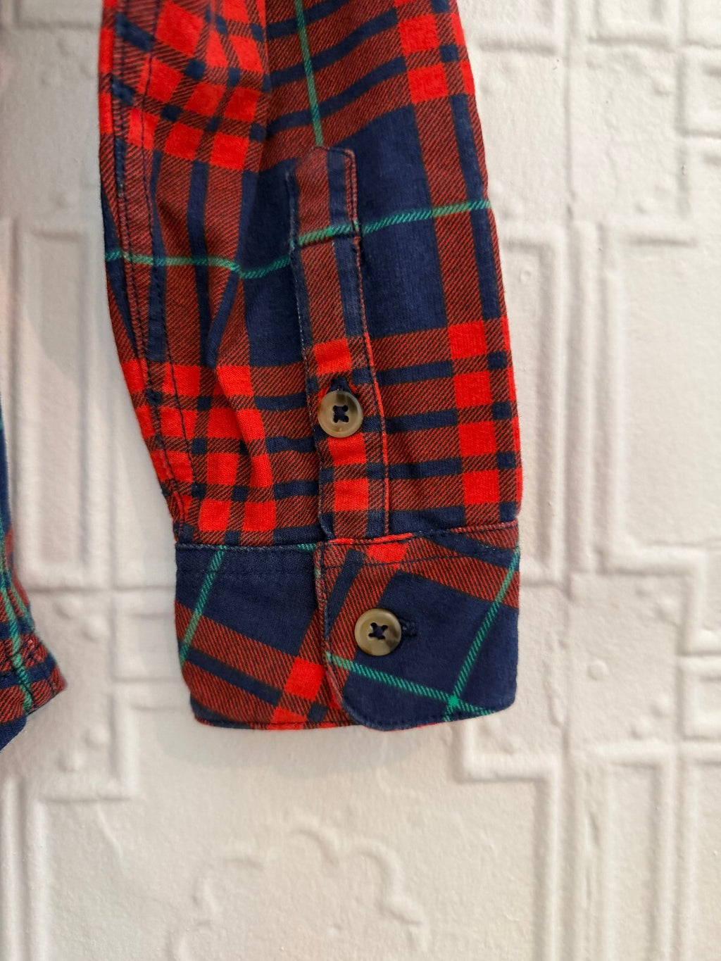 Hanna Andersson Kids Flannel Plaid Button Down Shirt Red Blue 120cm US 6-7