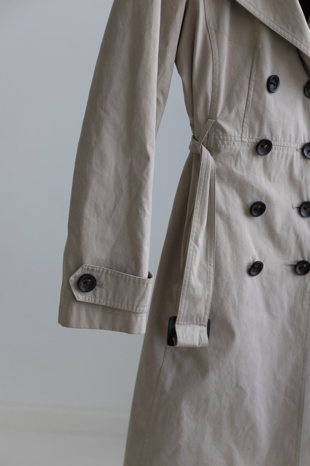 Calvin Klein Double Breasted Trench Coat Belted Beige Medium