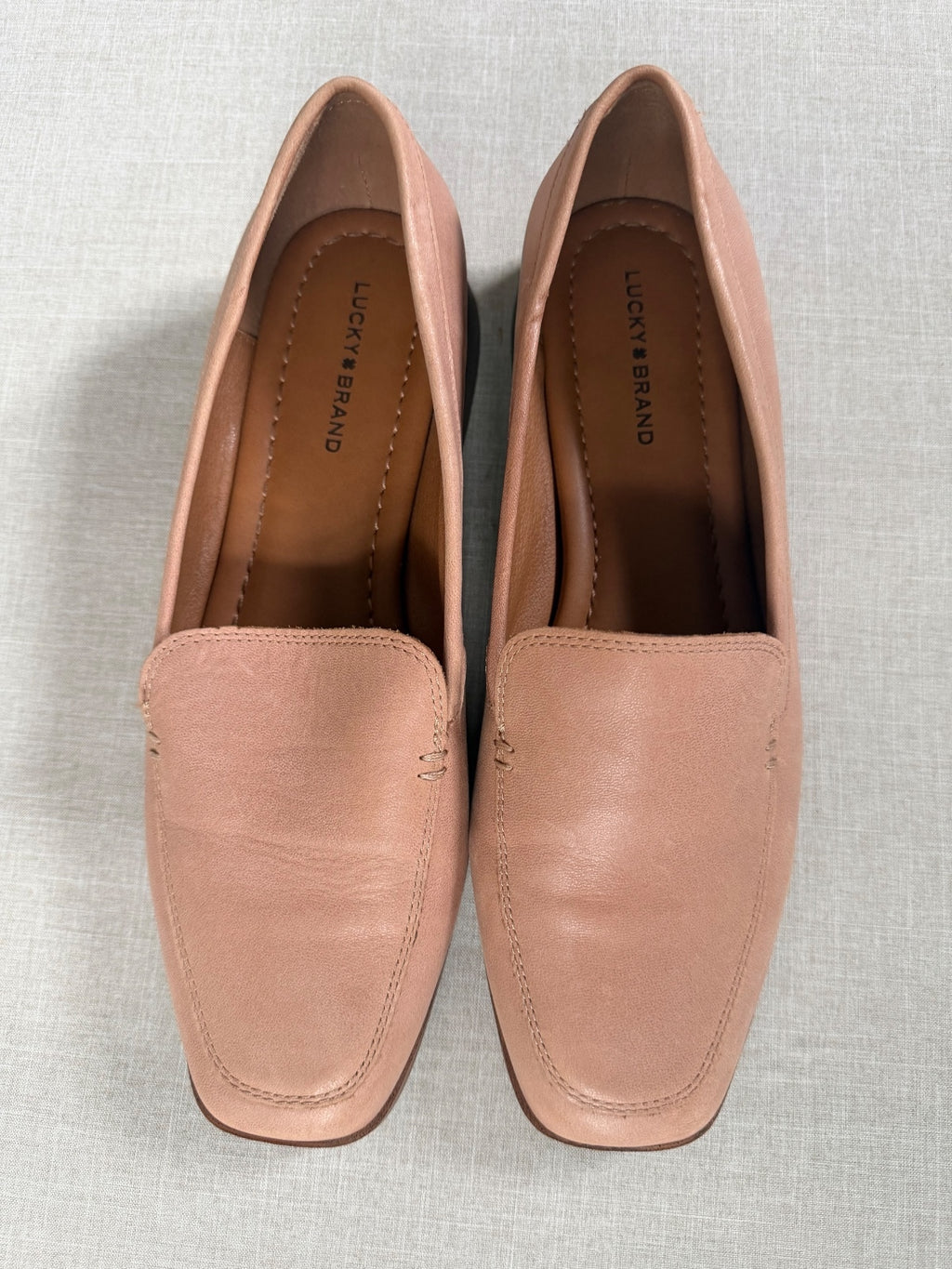Lucky Brand Leather Loafers Blush Nude Beige Flat Slip On Size 10