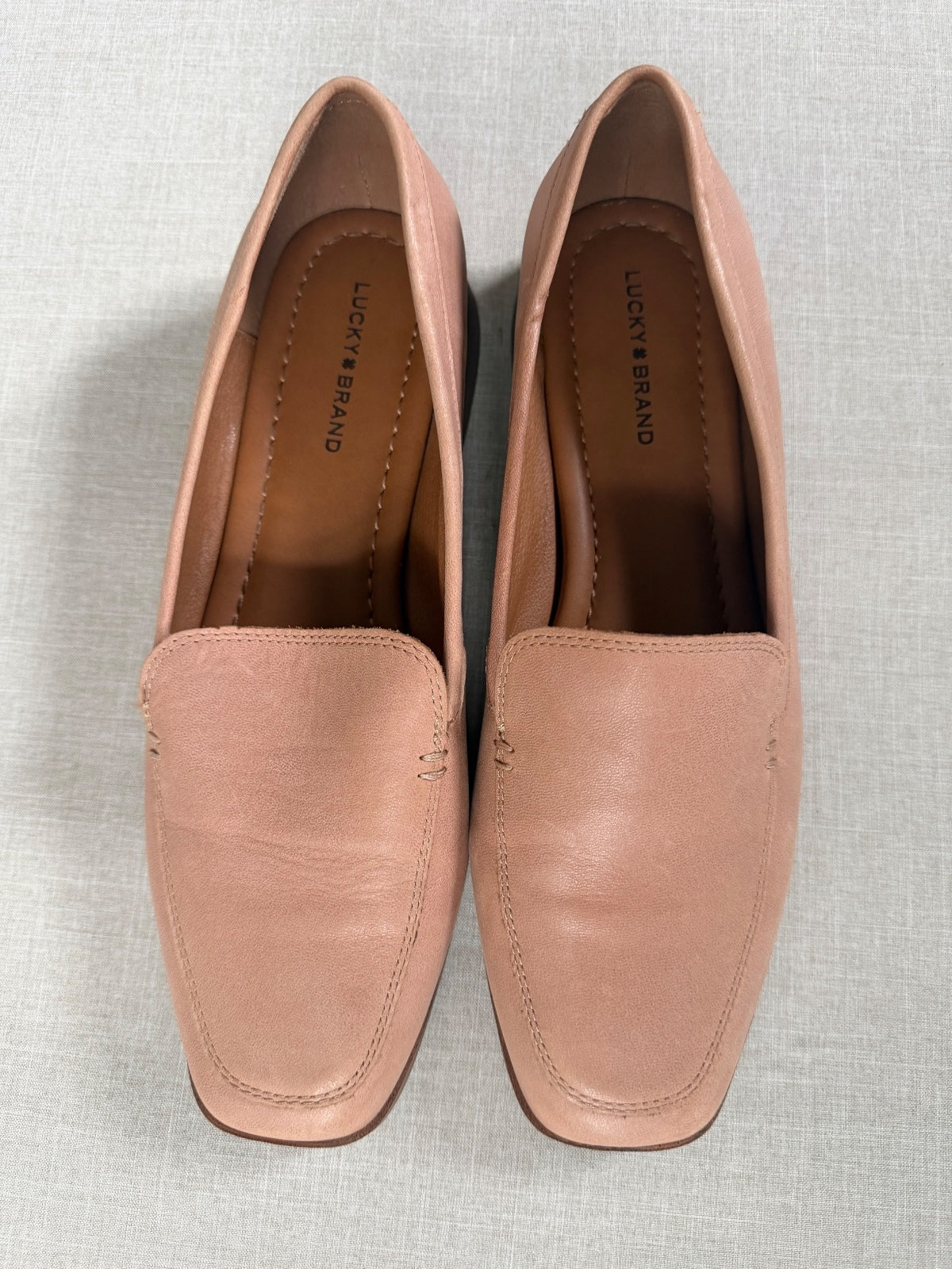 Lucky Brand Leather Loafers Blush Nude Beige Flat Slip On Size 10