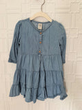 OshKosh B'gosh Toddler Girls Tiered Denim Chambray Dress Size 3T Light Wash