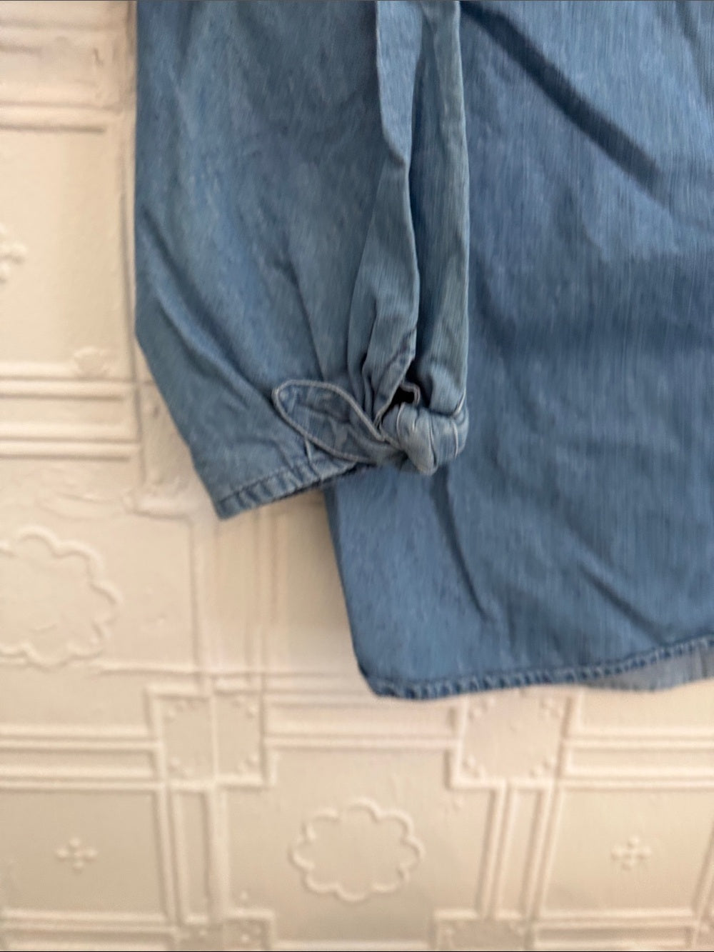 Crewcuts Girls Denim Blue Peasant Blouse - 3/4 Button Tab Sleeve Size 12