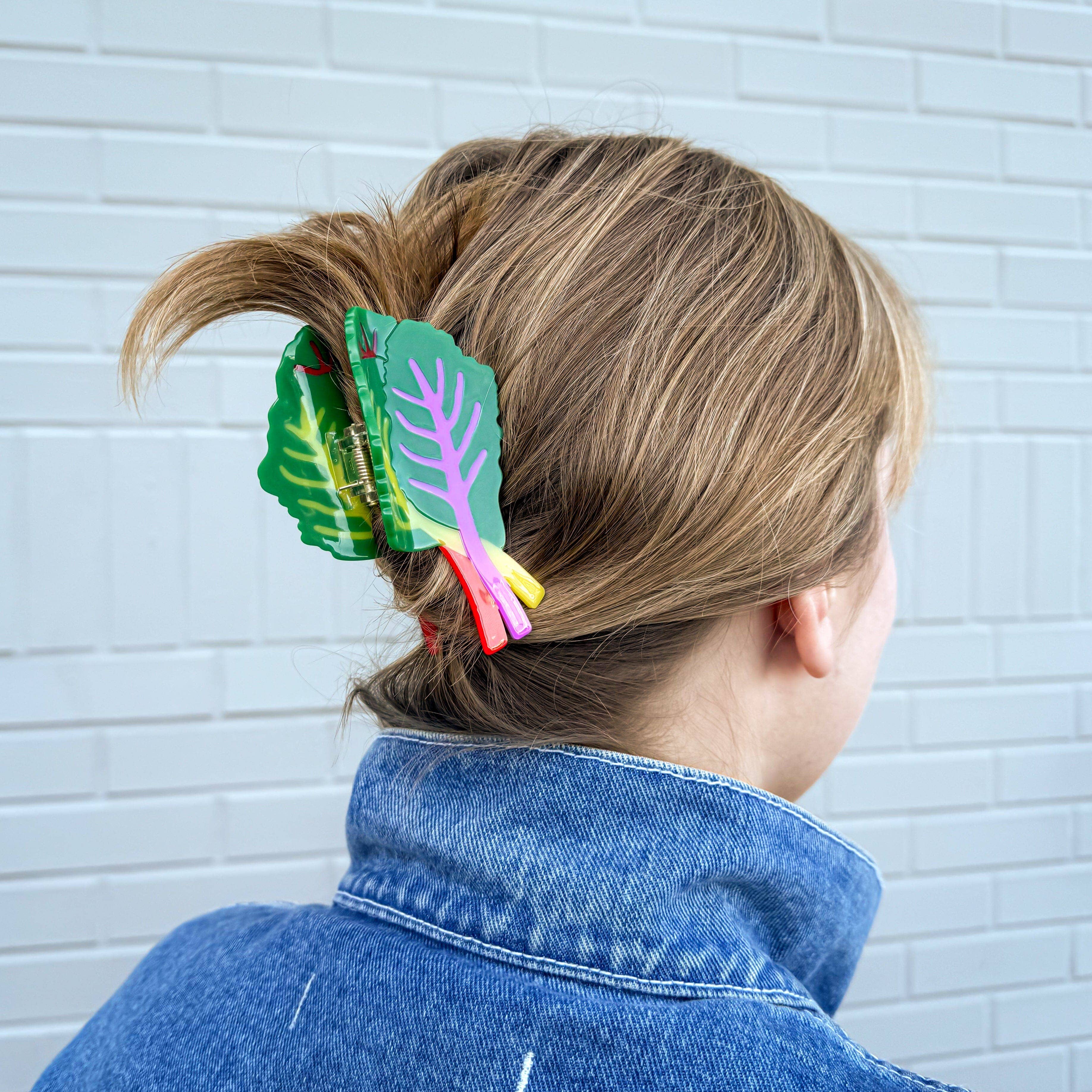 Large Rainbow Chard Hair Claw Clip
