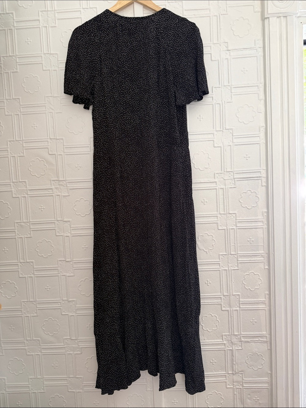 Express Polka Dot Button-Front Maxi Dress Black White Size L