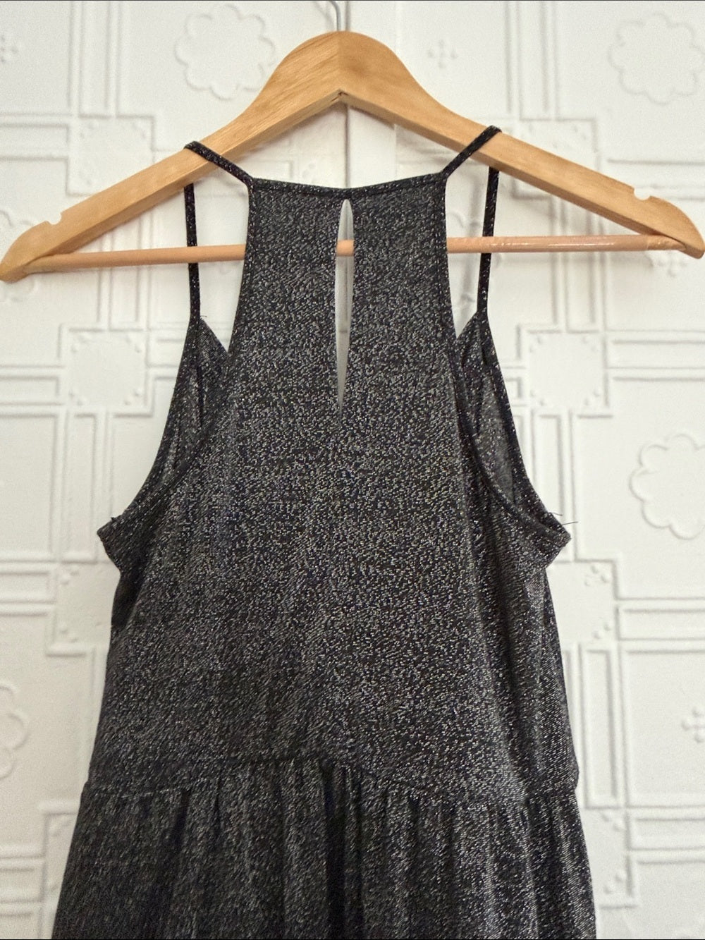BCBGENERATION Metallic Shimmer Tulip Drape Midi Dress XS