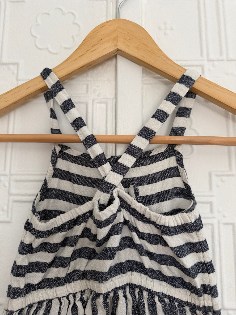 Carter's Striped Linen Blend Sun Dress / Jumper Blue White Toddler 4T