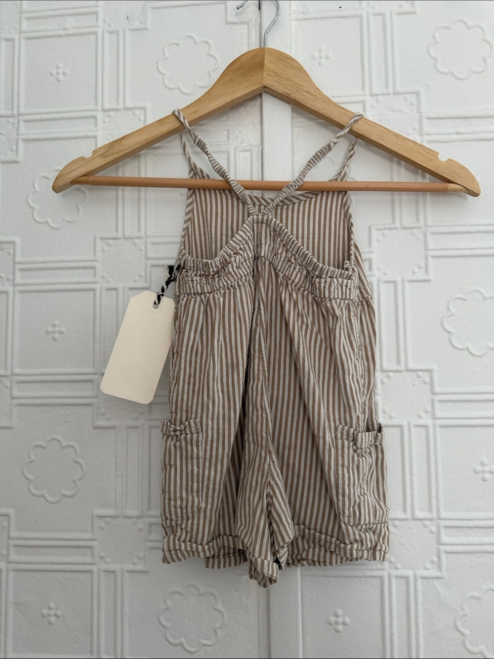 Old Navy Toddler Girls Striped Romper Jumper Tan White 4T