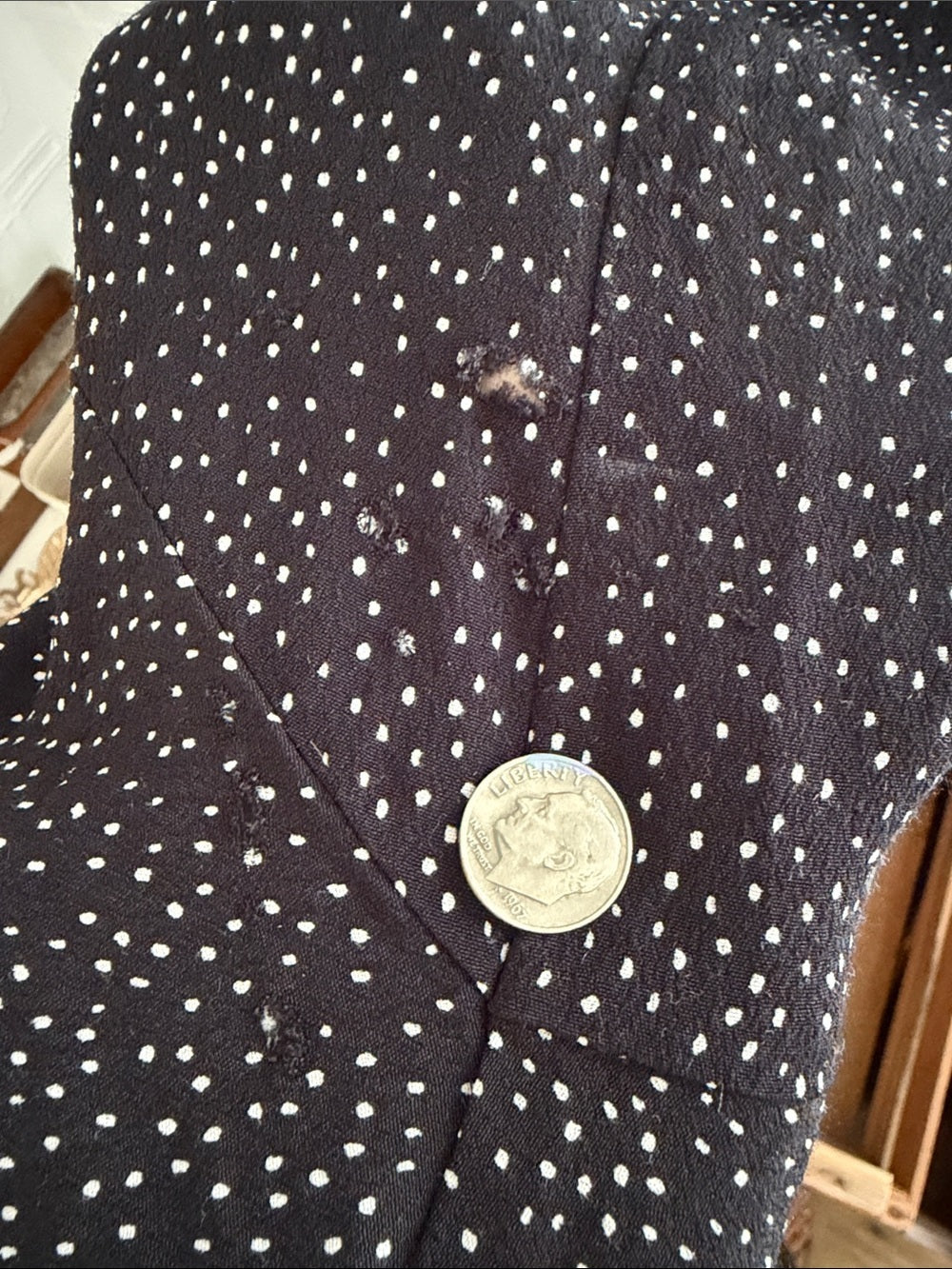 Express Polka Dot Button-Front Maxi Dress Black White Size L