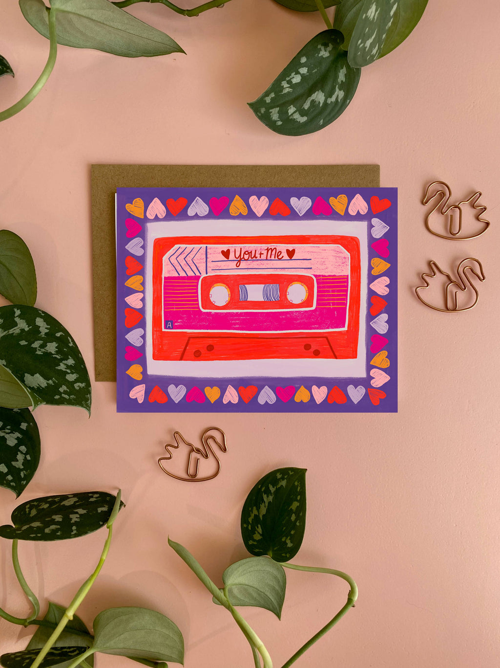 You + Me | Retro Mix Tape | Greeting Card