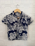 Crewcuts J.Crew Boys Navy White Floral Short Sleeve Button Up Shirt