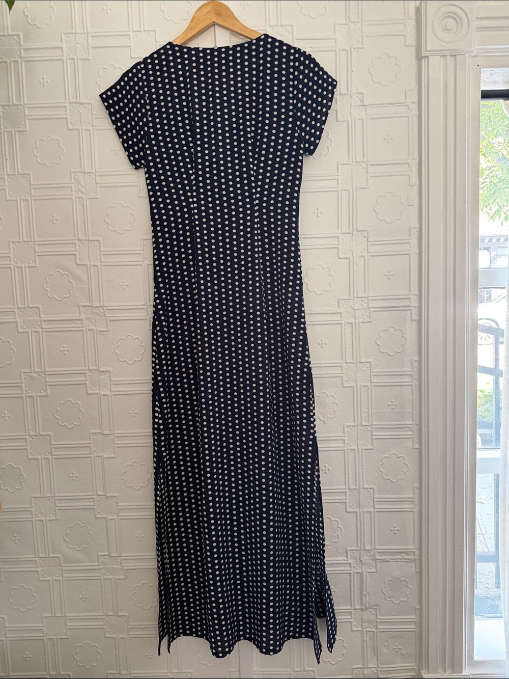 NWT Katie Sturino Stitch Fix Chiara Button Front Maxi Dress Navy Polka Dot XS