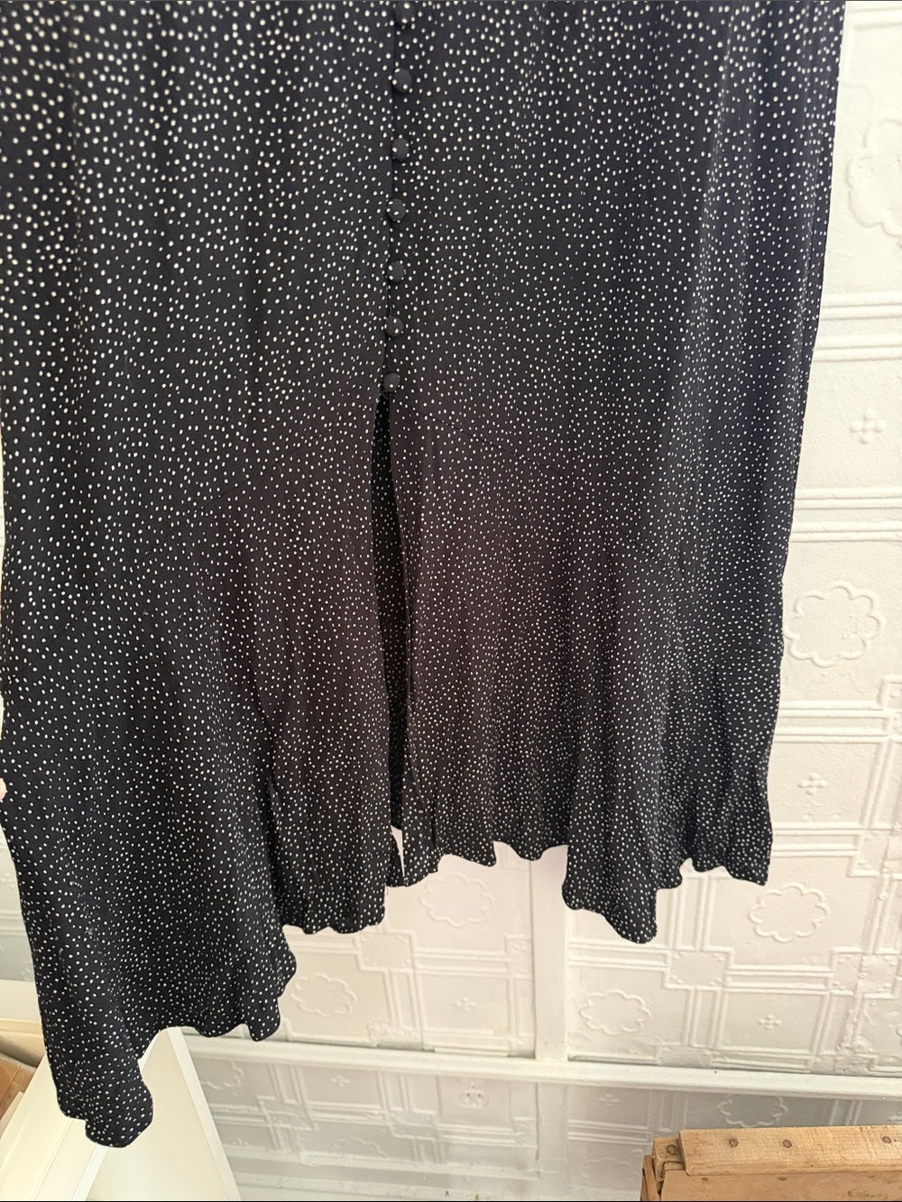 Express Polka Dot Button-Front Maxi Dress Black White Size L