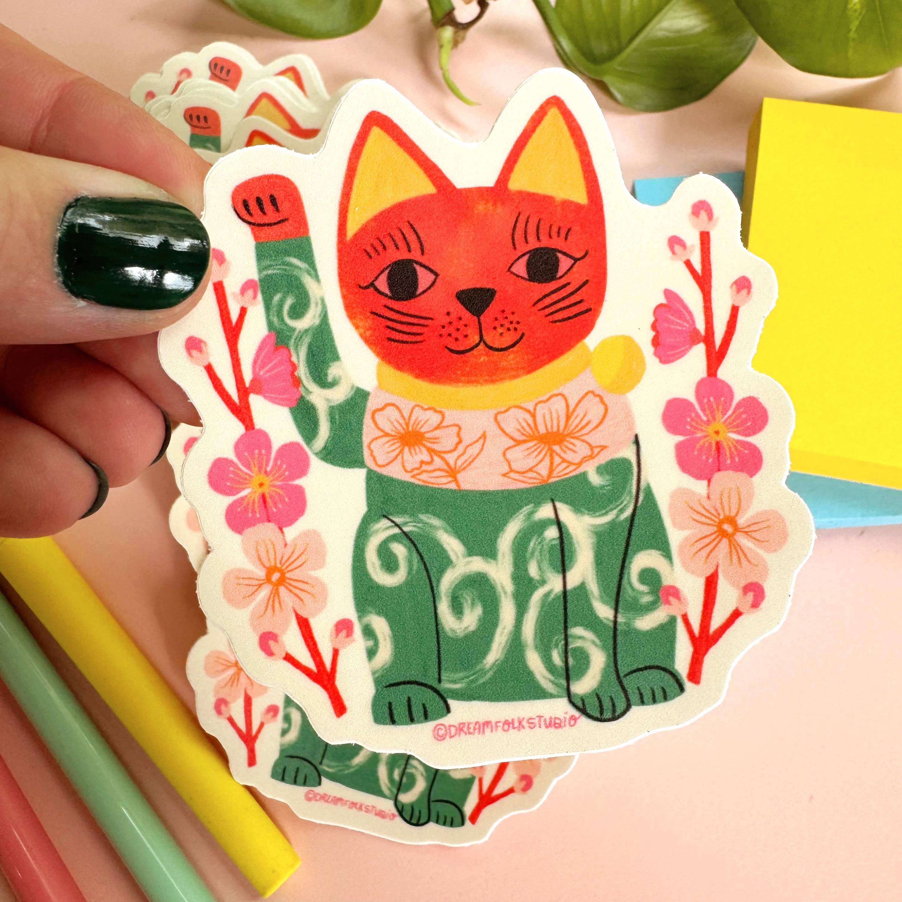 Maneki Neko - Japanese Lucky Cat Sticker - Vinyl Sticker